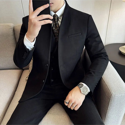 Korean Style Slim Fit Mens Elegant Suit Set By QUHNBGYCN by zapcart