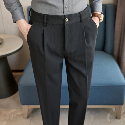 Qj Cinga Herringbone Men Slim Fit Pants Winter Fashion by zapcart