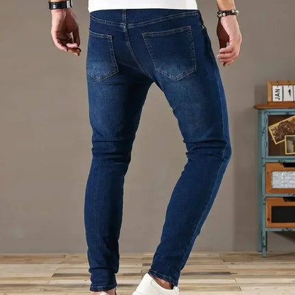 CN Guangdong Mens Slim Fit Jeans Classic Skinny Denim Blue by zapcart