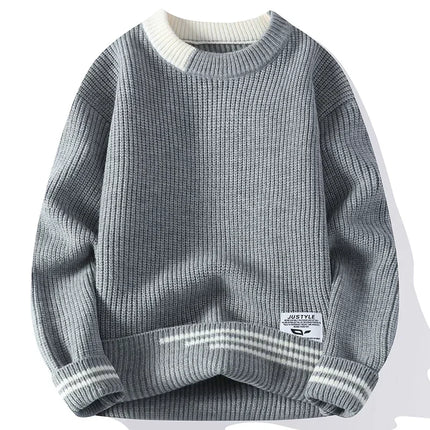 Wetailor Mens Retro Color Twist Knit Sweater Loose Fit by zapcart