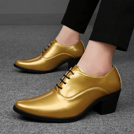 Dcoud Golden Luxury Leather Shoes Men Pointed Toe Wedding by zapcart