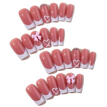 Chic Bows Press On Nails For Fashion Lovers Glossy Nude by zapcart