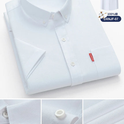 Faboten Men's Oxford Short Sleeve Shirt Slim Fit Cotton by zapcart
