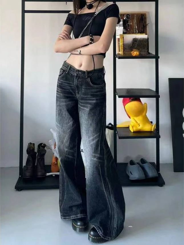 Gothic Baggy Jeans For Women Harajuku Y2K Aesthetic Denim by zapcart