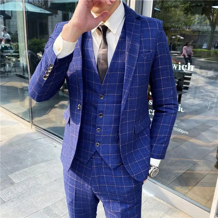 Mens Slim Fit Three Piece Suit CN Sichuan Wedding Ready by zapcart