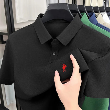 Men's Polo Shirt Embroidered Pony CN Zhejiang Breathable by zapcart