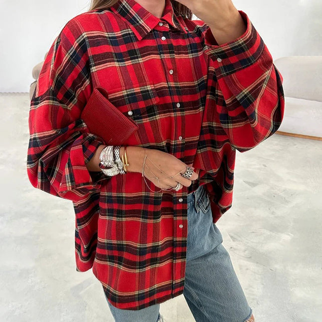 FSMG Plaid Shirt For Women Oversized Relaxed Fit Chic by zapcart
