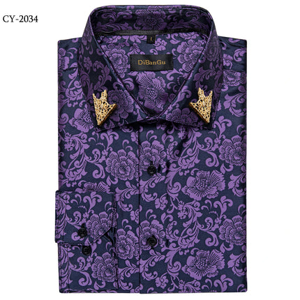 HenanChoice Mens Jacquard Paisley Shirt Long Sleeve Luxury by zapcart