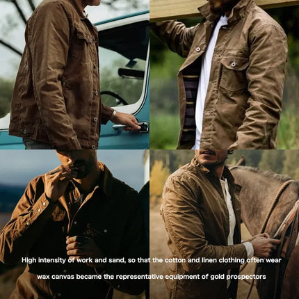 Maden Waxed Canvas Jacket For Men Waterproof Safari Style by zapcart