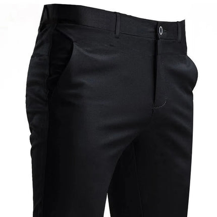 Mens Stretch Smart Casual Suit Pants Black ENWEIGECN by zapcart