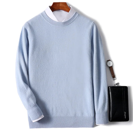 Ganleawort Men Wool Sweater Round Neck Warm Knit Pullover by zapcart