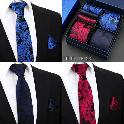 Mens Tie Hanky Set Burgundy Paisley Wedding Gift Box 3pcs by zapcart