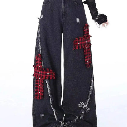 Gothic Baggy Jeans For Women Harajuku Y2K Aesthetic Denim by zapcart