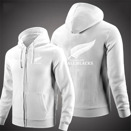 Mens All Blacks Rugby Zip Up Hoodie Fleece Streetwear