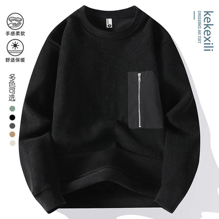 WetailorCN Men Casual Pullover Sweater With Zipper Pocket by zapcart