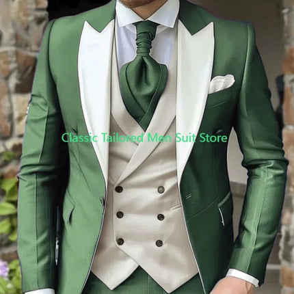 CN Jiangsu Mens 3 Piece Suit Purple Peak Lapel Luxury by zapcart