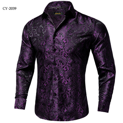 HenanChoice Mens Jacquard Paisley Shirt Long Sleeve Luxury by zapcart