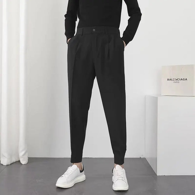 Neverfunction Mens Slim Pleated Tapered Korean Pants by zapcart
