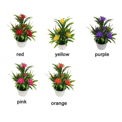 Artificial Flowers Pot Lifelike Low Maintenance Home Decor by zapcart