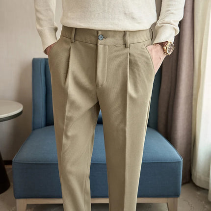 Qj Cinga Herringbone Men Slim Fit Pants Winter Fashion by zapcart