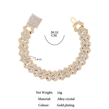 SUBOLLOWCN Iced Prong Cuban Chain Bracelet For Men Women by zapcart
