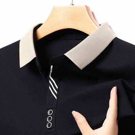 Mens Polo Shirt Breathable Polyester Business Casual Top by zapcart