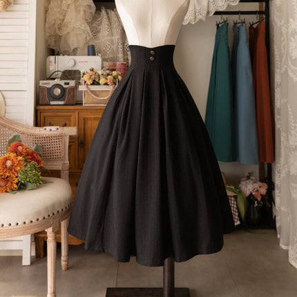 Voostao Victorian Lolita Midi Skirt Women Timeless Button by zapcart