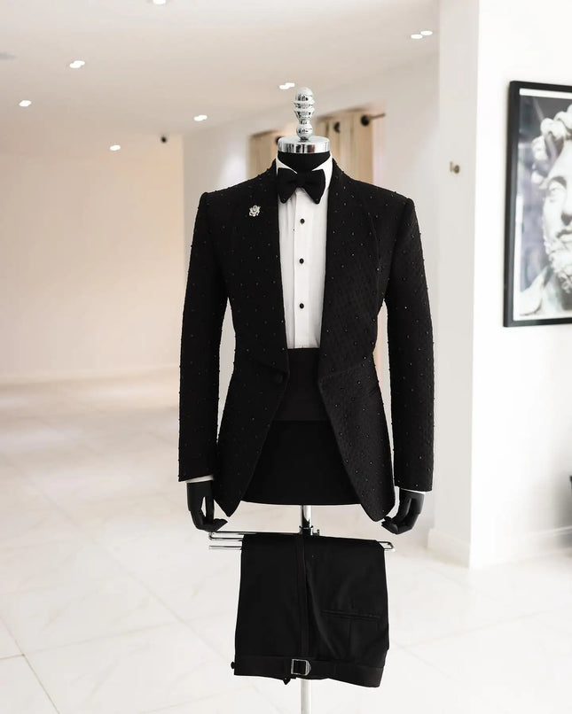 LC TJWORIDCN Floral Jacquard Mens Two Piece Slim Tuxedo by zapcart