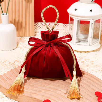 Festive Christmas Gift Bag Drawstring Pouch For Parties by zapcart
