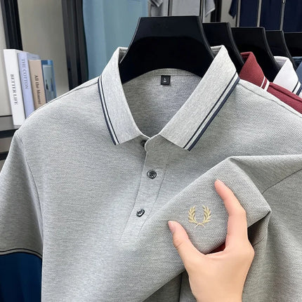 Mens Polo Shirt Lux Embroidered Cotton Breathable For Men by zapcart