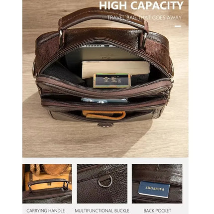 LACHIOURCN Black Leather Messenger Bag For Men Crossbody by zapcart