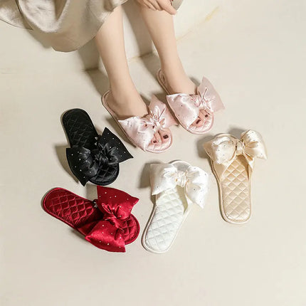 Bride Wedding Slippers Women Peep Toe Silk Bow Comfort by zapcart