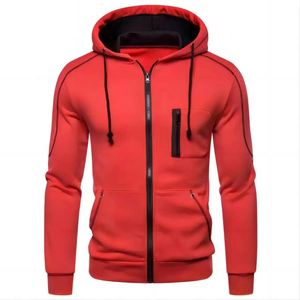 Men's Slim Fit Zip Hoodie Sweatshirt For Autumn Warmth
