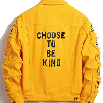 LVCCCI Men's Y2K Denim Jacket With Patches Stylish Fit by zapcart