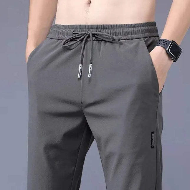 Longchengyixi Ice Silk Quick Dry Men Casual Pants Slimfit by zapcart