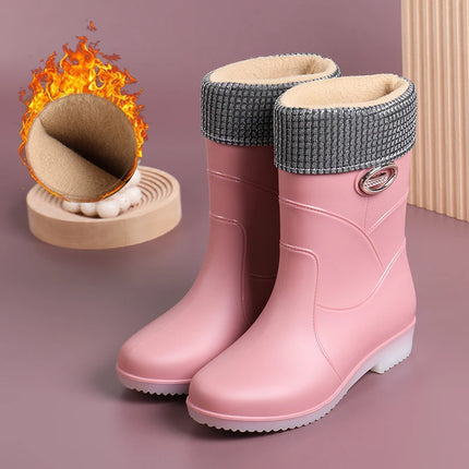 Fashionable Women Rain Boots Waterproof Non Slip Warm by zapcart
