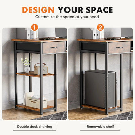 JHK 48 Inch Double Deck Shelving Office Desk Drawers by zapcart