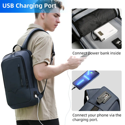 HK Slim Backpack Men 15.6 Inch Laptop USB Charge Waterproof by zapcart