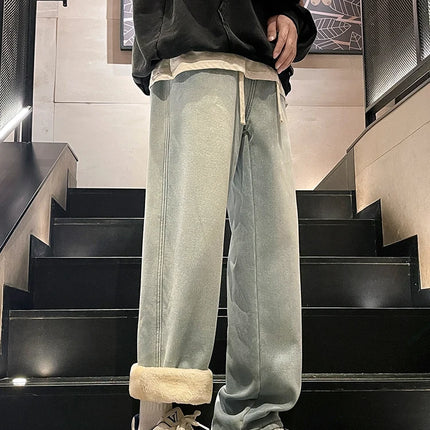 Anbican Fleece Lined Winter Mens Jeans Warm Straight Denim by zapcart