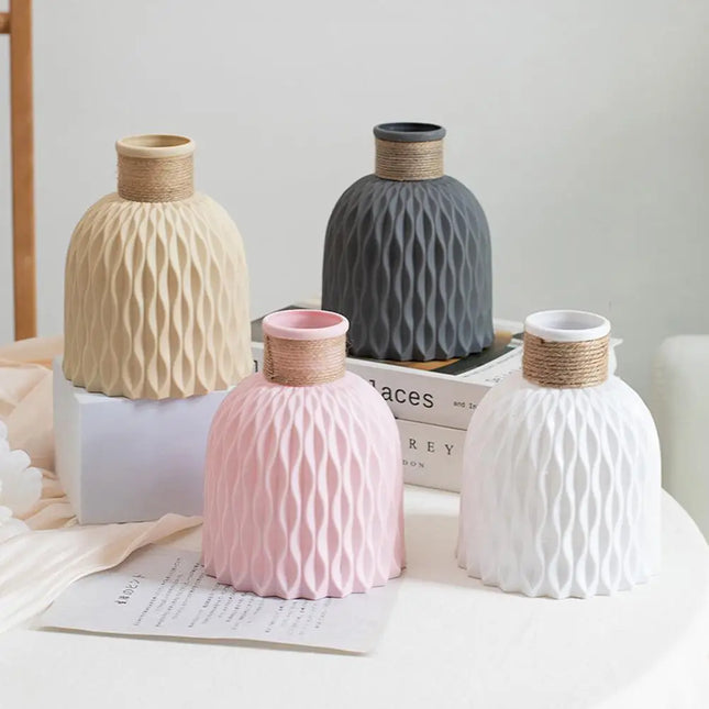 Choice Rope Plastic Vase DIY Flower Pot For Stylish Homes by zapcart