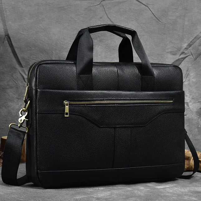 Newsbirds Genuine Leather Briefcase 15.6 Inch Laptop Men by zapcart