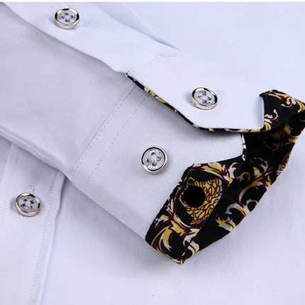 Qj Cinga Men Cotton Dress Shirt Long Sleeve Casual Premium by zapcart