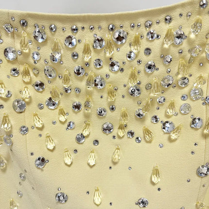 Designer Beaded Diamonds Maxi Dress Women Square Collar by zapcart