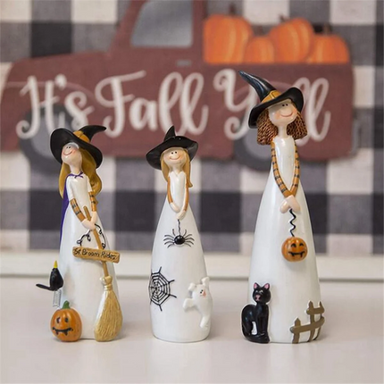 Hign-concerned Halloween Witch Figurines Resin Cute Decor by zapcart