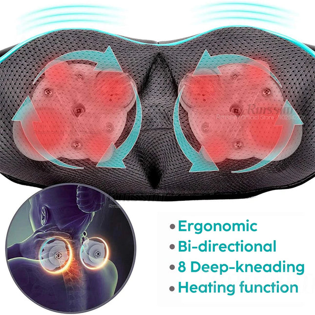 Rmssim Shiatsu Neck Massager Heated U Shape Kneading Home by zapcart