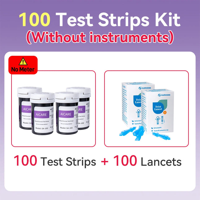 Aicare Blood Glucose Monitor Kit with 50/100 Test Strips Lancets Medical Blood Glucose Meter Get results fast 0.7μL sample by zapcart