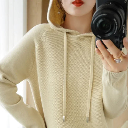 Korean Hooded Sweater Women Warm Knit Pullover Cozy Casual by zapcart