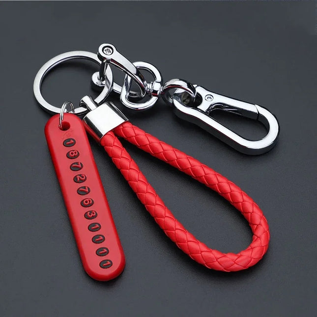 Anti Lost Metal Car Keychain with Custom Phone Number Tag | Double Key Ring Key Holder