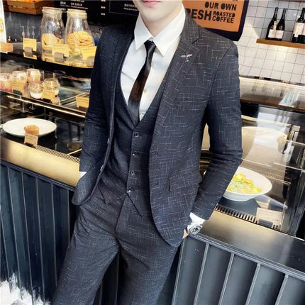 Mens Slim Fit Three Piece Suit CN Sichuan Wedding Ready by zapcart