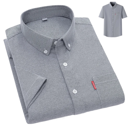 Faboten Men's Oxford Short Sleeve Shirt Slim Fit Cotton by zapcart